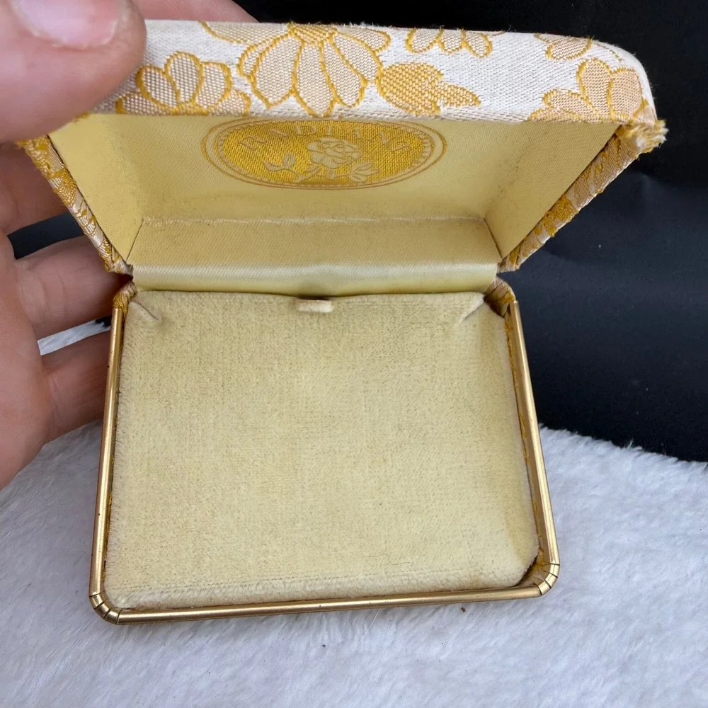 Vintage Radiant Jewelry Display Box Yellow Floral Brocade Luxury USA